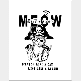 Cute Pirate Cats Walking T-Shirt 02 Posters and Art